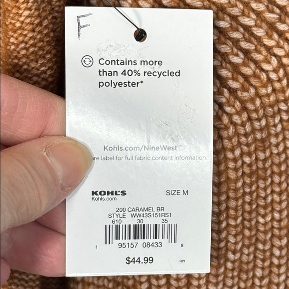 Nine West Sweater Brown Cardigan w/ Belt Long Length Wool Blend in Size M  NWT - Picture 13 of 15